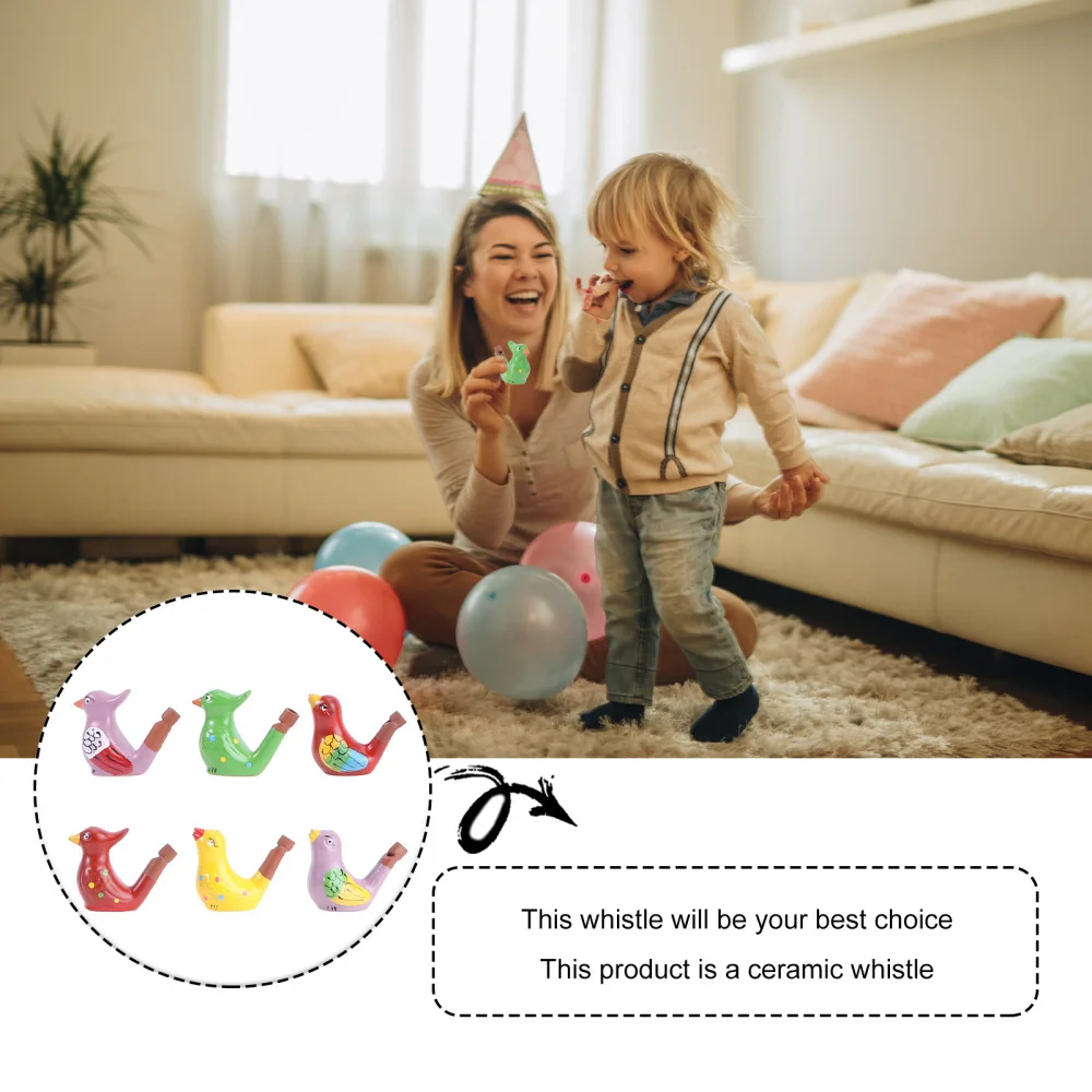 

6Pcs Ceramic Whistles Creative Colored Water Bird Shaped Whistles Toys Distinctive Tourism Crafts