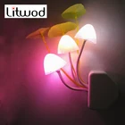 Litwod Z90 Новинка грибной гриб ночник ЕС и США Plug Light Sensor 3 Светодиодные Красочные грибные лампы светодиодные лампы для ребенка