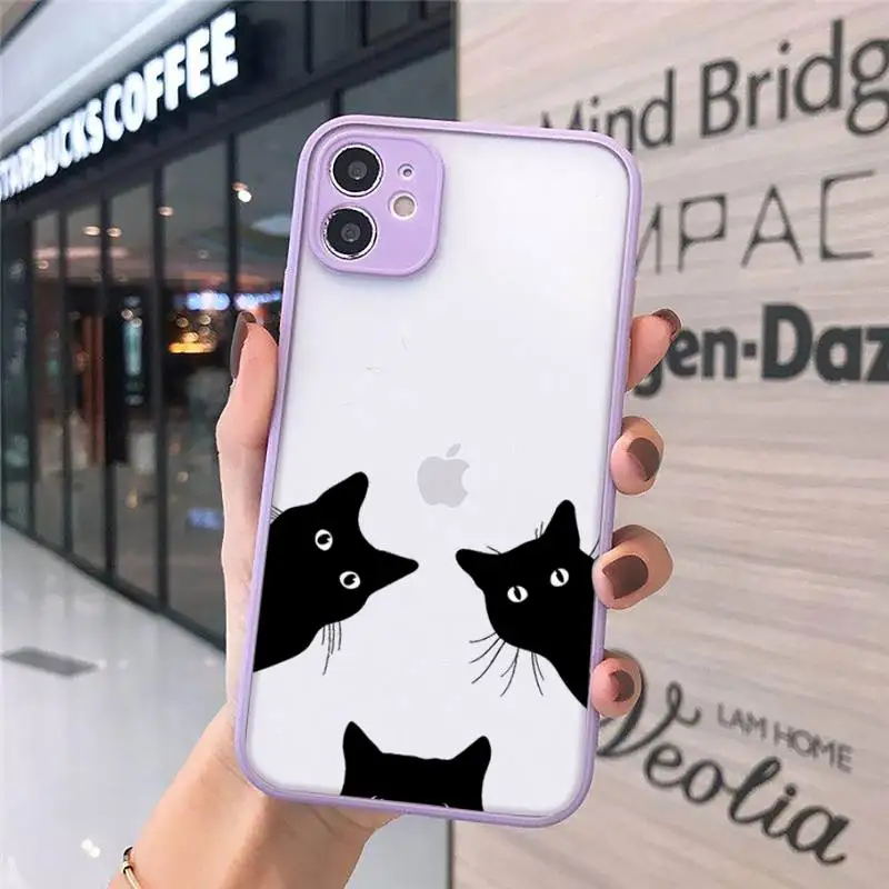 

Illustration art cat animal Phone Cases matte transparent For iphone 7 8 11 12 plus mini x xs xr pro max cover