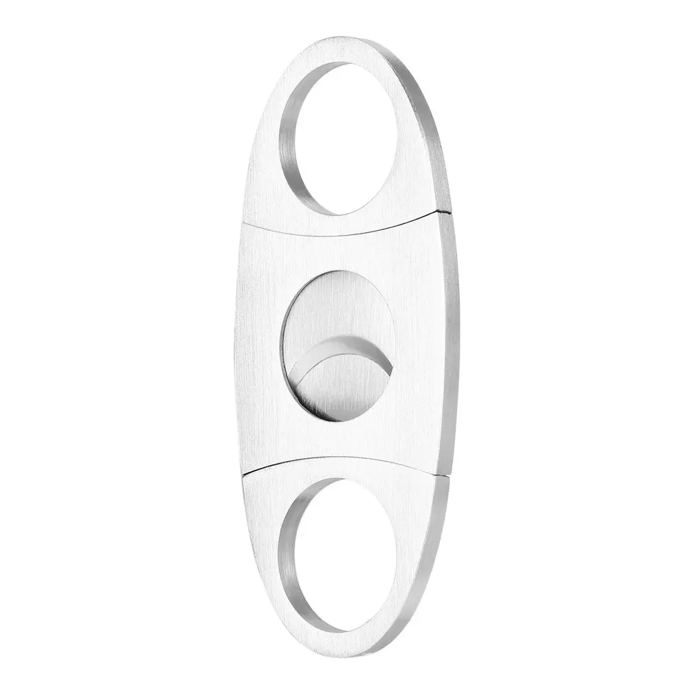 

Pocket Size Classic Comfortable Grip Stainless Steel Double Blade Cigar Cutter Knife Scissors Shears For Cigar Cutting Silver