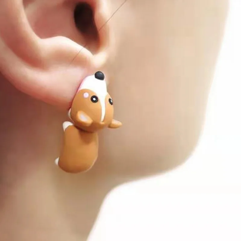 

Cute Animal Biting Earrings Hanging 3D Cartoon Lovely Dog Flower Animal Dinosaur Bite Ear Stud Fashion Creative Girls Earing