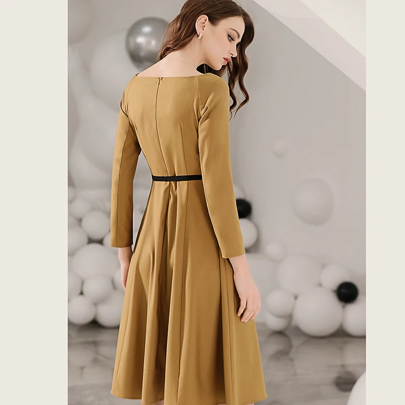 Женское винтажное Деловое платье элегантное простое классическое с длинным