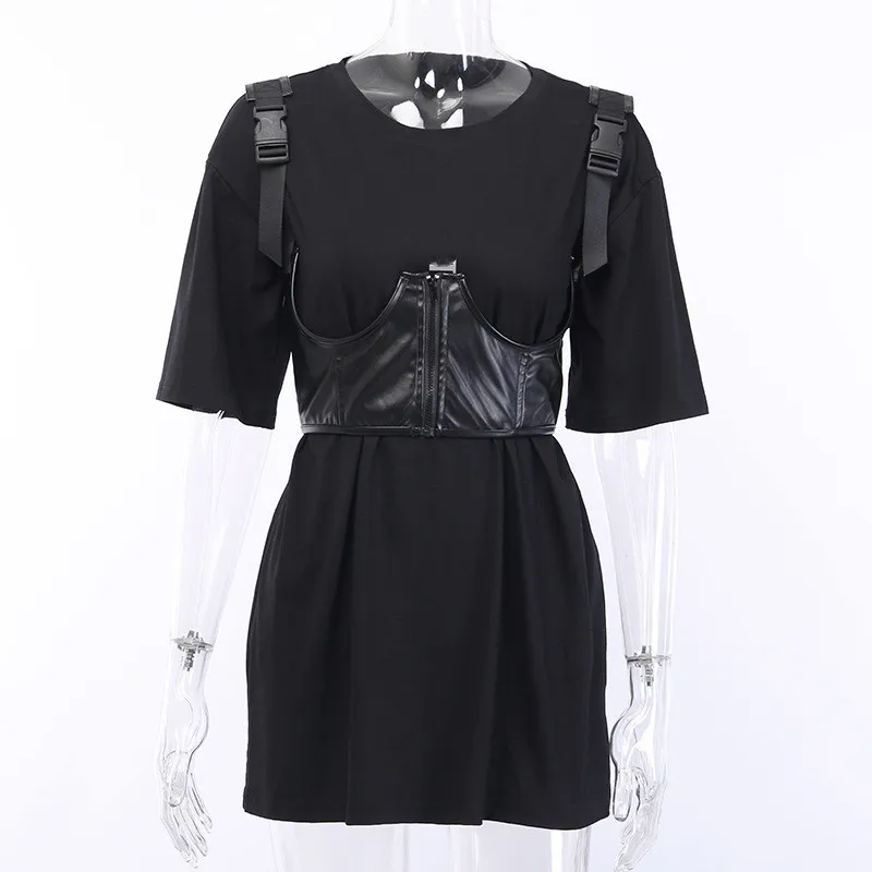 Женский Регулируемый укороченный топ из искусственной кожи с глубоким v-образным