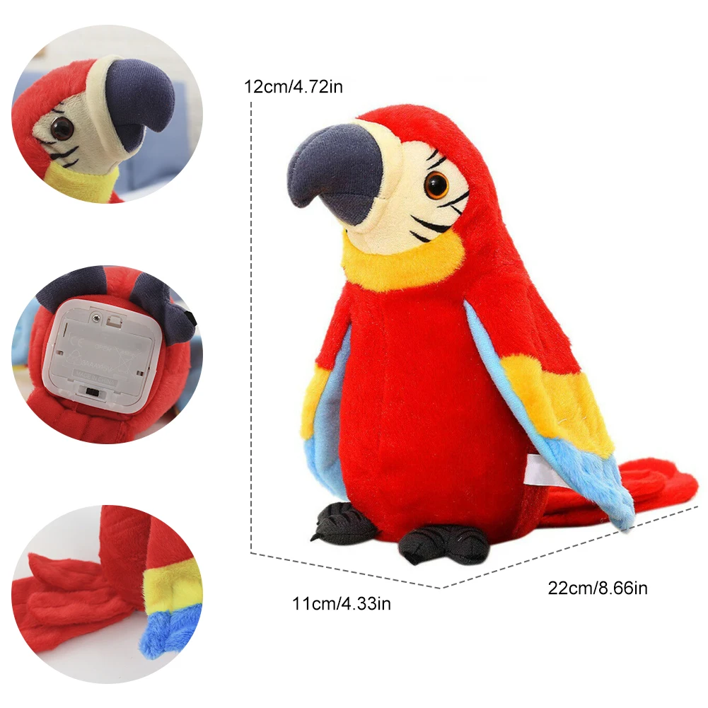 Милый Электрический говорящий попугай игрушка говорящая плюшевая птица
