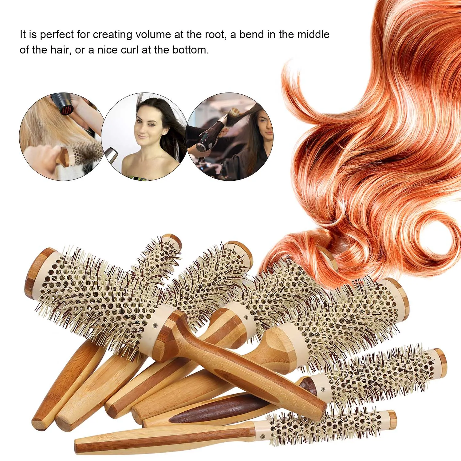 Новая круглая расческа для волос фен щетка натуральная деревянная нейлоновая