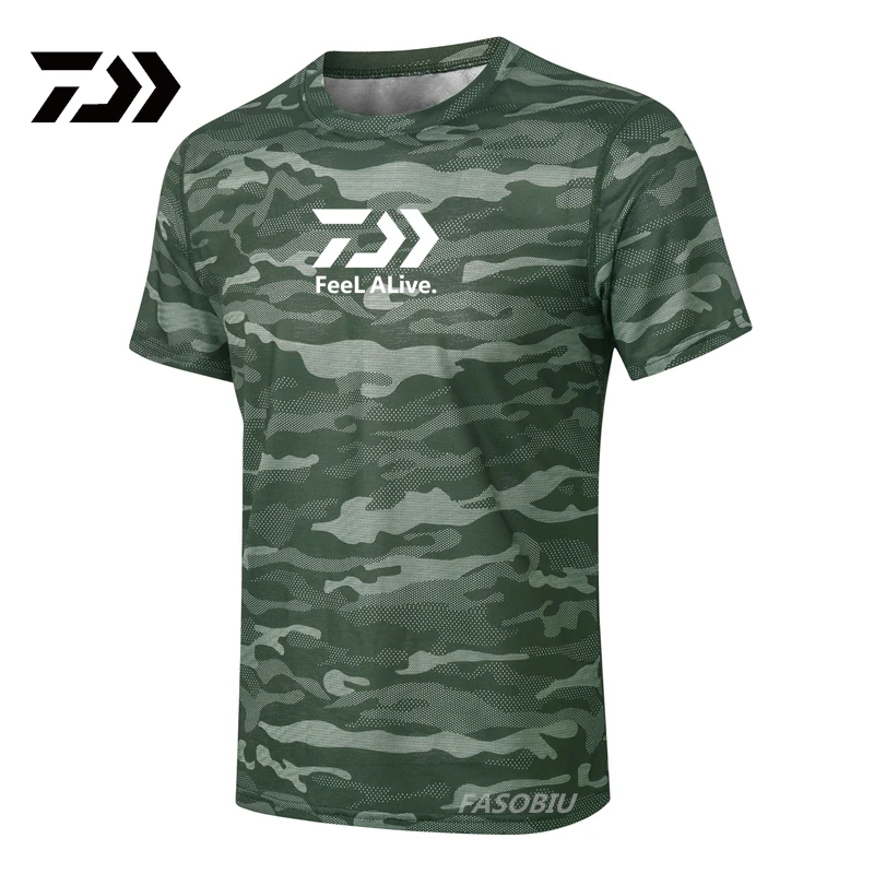 

Камуфляжная рыболовная футболка Daiwa, Мужская быстросохнущая дышащая рыболовная рубашка с коротким рукавом