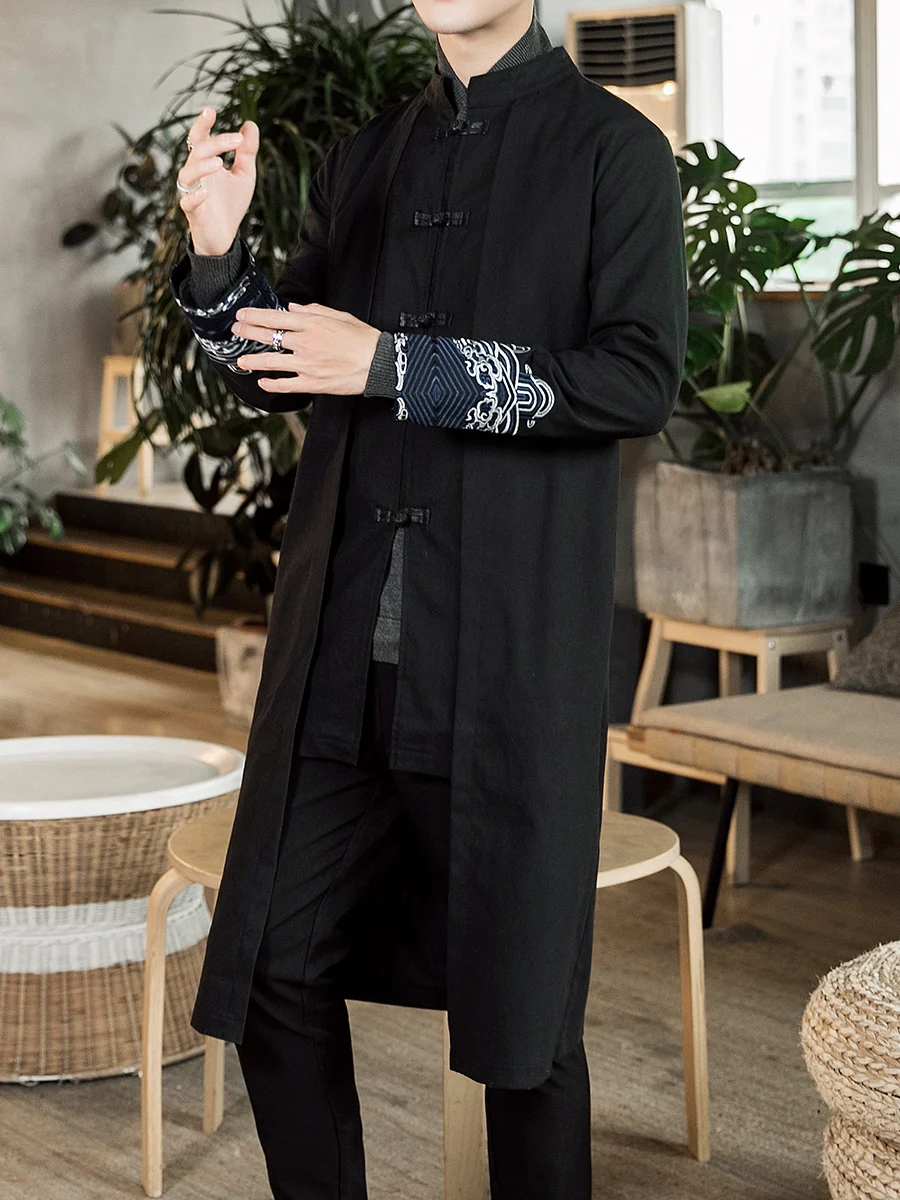 Черный Хлопковый тренч мужская длинная модная зимняя куртка парка Hiver Homme Kurtka Zimowa