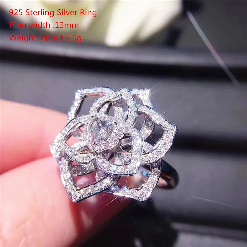 925 Sterling Silver Female Classic Ring White Cubic Zircon Luxury Wedding Circle Ring for Women Party Engageme Jewelry