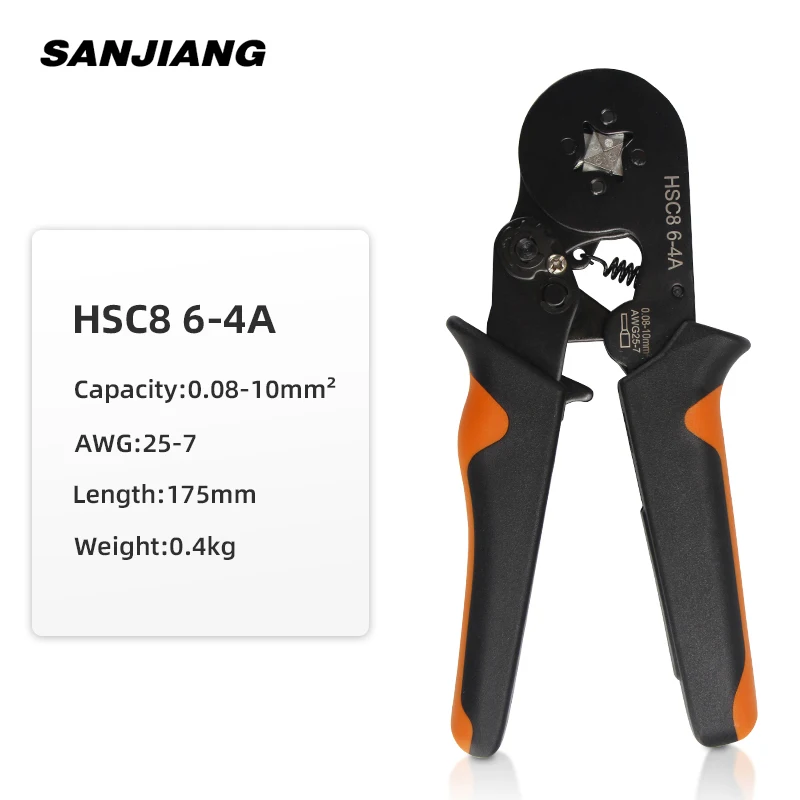 HSC8 6-4 1800PCS Tubular Terminal Crimper kit 0.08-10mm² 25-7AWG Electrical Crimping Pliers alicate crimpador Hand Tools Set |