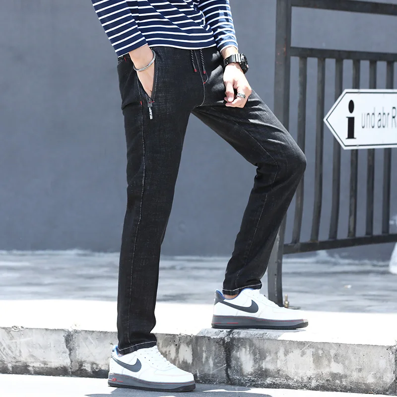 Уличная одежда мужские брюки джинсы осенние классические для мужчин облегающие