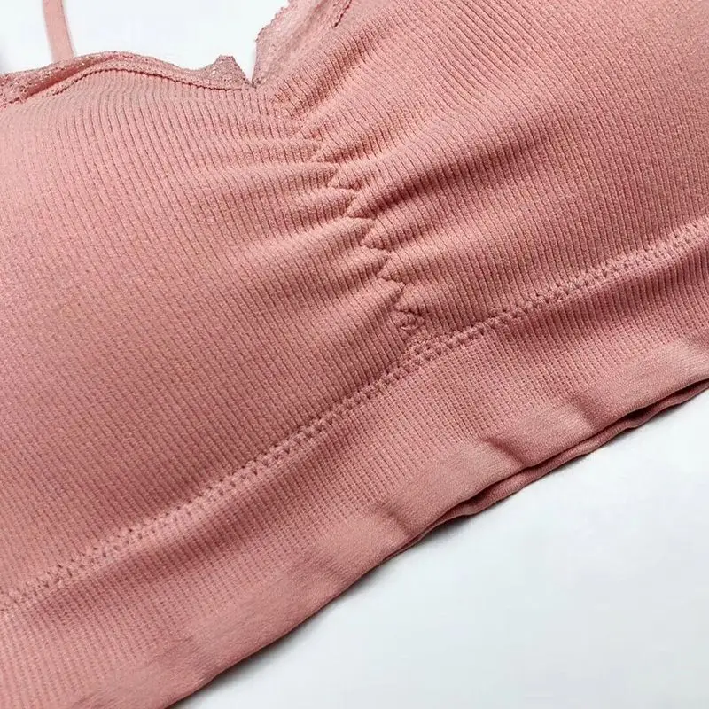 

Seamless Women Bra Lingerie Fitness Lace Solid Color Wire Free Beauty Back Breathable Wrapped Chest Sleep Bra Lingerie