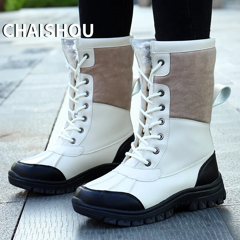 

ST172 Women's New Winter Microfiber Fur Warm Snow Mid-Calf Boots Fashion Non-slip Outdoor Designer White Platform Botas Mujer