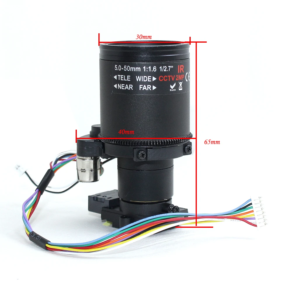 2Megapixel Motor Varifocal Lens 5-50mm D14 IR CUT Long Distance View With Motorized Zoom and Focus For 1080P/5MP AHD/IP Camera |