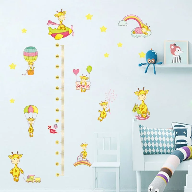 Самоклеящиеся наклейки на стену Мультяшные животные жираф птицы цветы для