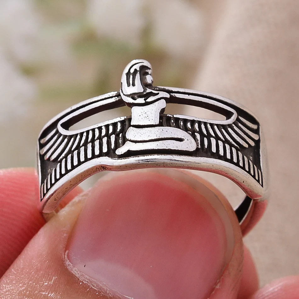 Элегантные кольца Египетской королевы из тайского серебра для женщин - подарки на Хэллоуин, аксессуары для рук, ювелирные изделия, не выцветают.