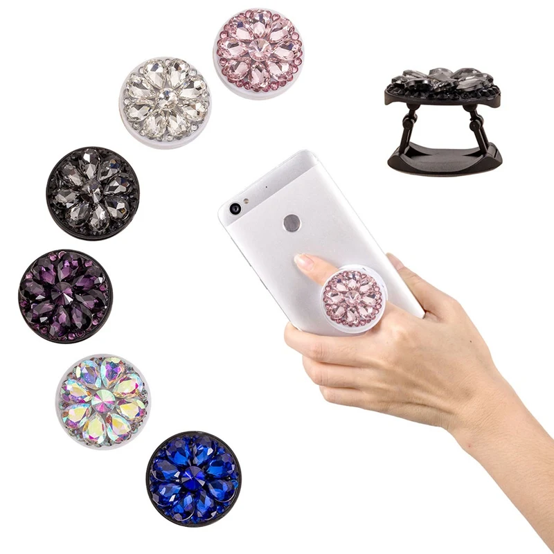 

Crystal Diamond Mobile Phone Holder Stand Finger Ring Bracket Extensible Mount For iPhone for Samsung for Xiaomi for Huawei