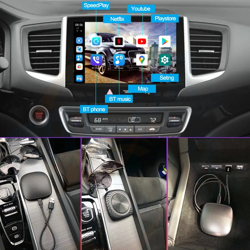 2 0 Carplay Mini Android Box беспроводной Ai Автомобильный мультимедийный плеер UX999 4 + 64G Аудио