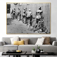 vintage poster black and white bicycle cyclist print canvas paintings street wall art pictures cuadros for living room decor
