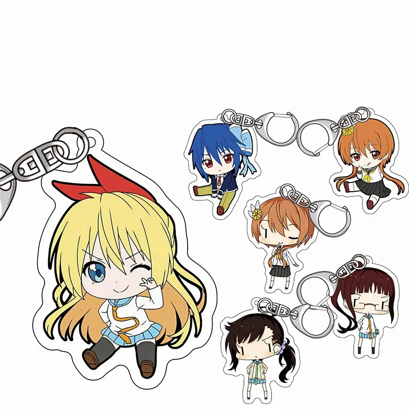 

1 Pcs Fashion Japanese Anime Nisekoi Ichijyo Raku Kirisaki Chitoge Onodera Kosaki Acrylic Pendant Keychains Keyring Figure Toys