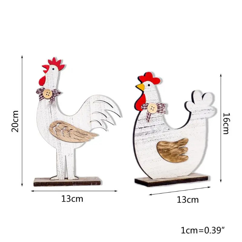 

Creative Wooden Rooster Hen Shape Chicken Easter Egg Crafts Decorative Ornament