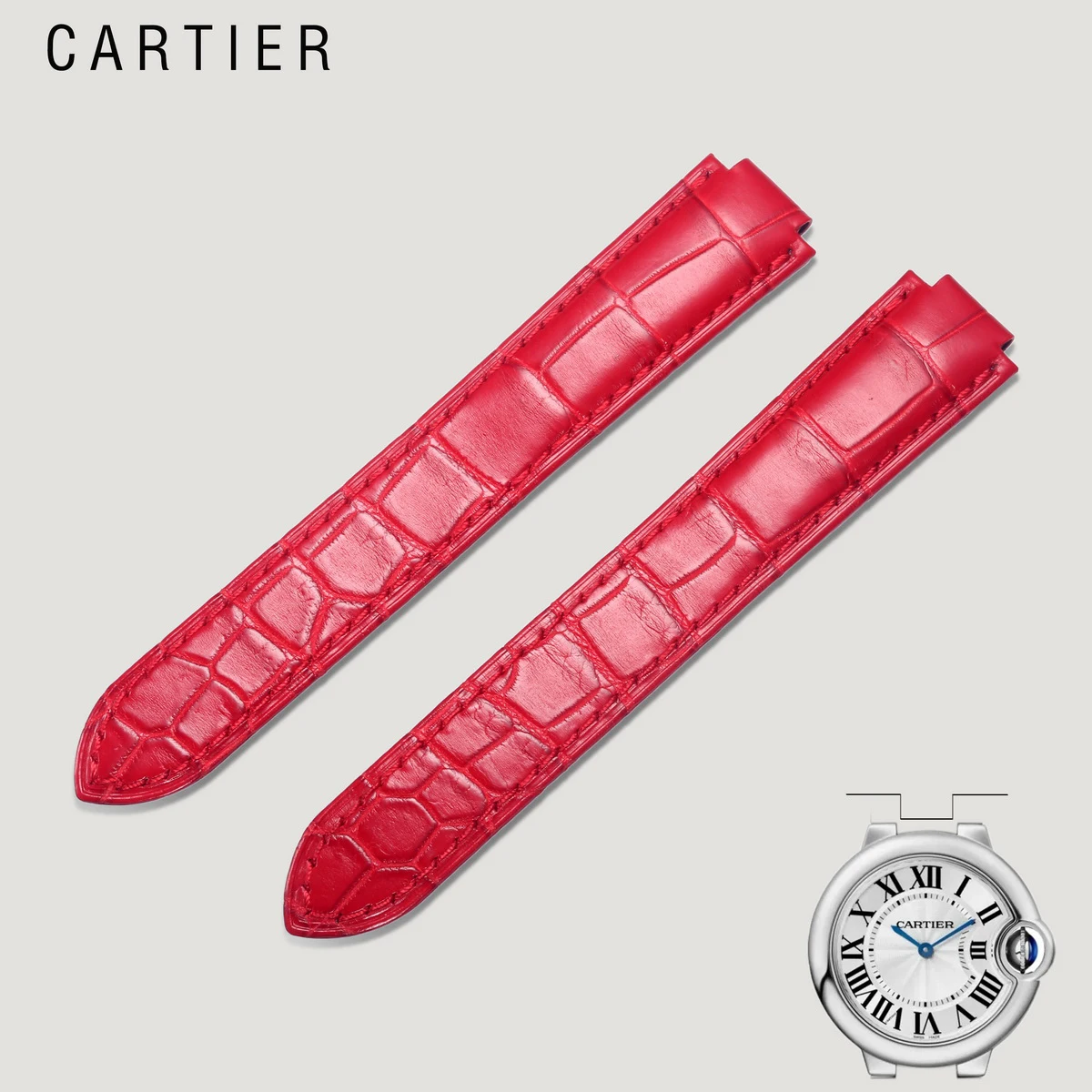 

Replacement Alligator Grain Watchbands for Cartier BALLON BLEU Watch Band PINK Crocodile Bracelet Strap 14mm 16mm 18mm