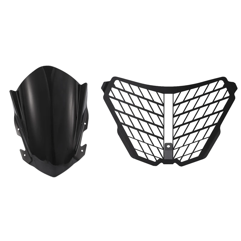 

Windshield Shield Screen With Headlight Protector Guard Head Light Lense Cover, For KTM RC125 RC200 RC390 14-18