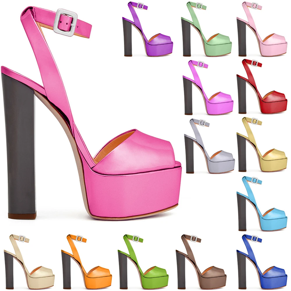 

Women Chunky High Heels Ankle Strap Sandals Platform Sexy Open Toe Evening Party Dress Shoes Popular Summer Lady Sandals C-SL-2
