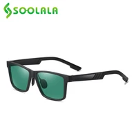 soolala tr90 square polarized sunglasses men fashion retro uv400 anti glare driving glasses brand designer for male eyewear