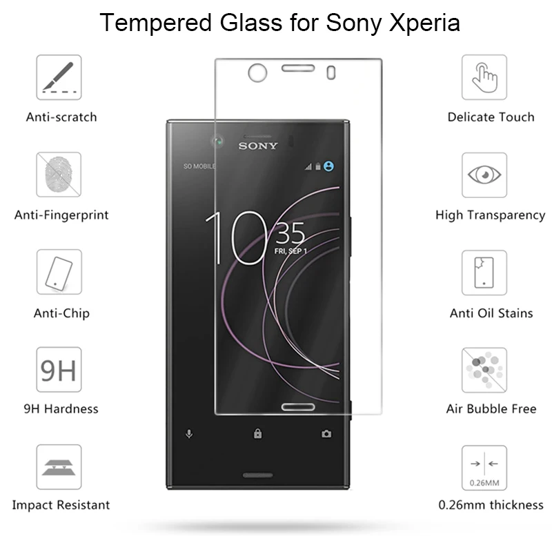 Screen Transparent Glass for Sony Xperia XZ XZS XZ2 Premium Tempered Glass for Sony XZ3 XZ2 XZ1 Compact Glass on Xperia L L1 L2