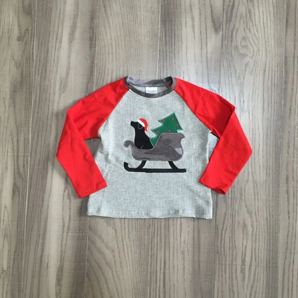 Детский зимний Топ с длинным рукавом и вышивкой реглан для мальчиков|Футболки