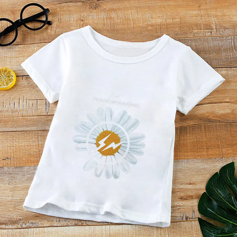 

2 3 4 5 6 7 8 9Years Chrysanthemum Plant Retro Butterfly Girls T-Shirt Boys Short Sleeve Tee Tops Kids Cartoon Clothes Children