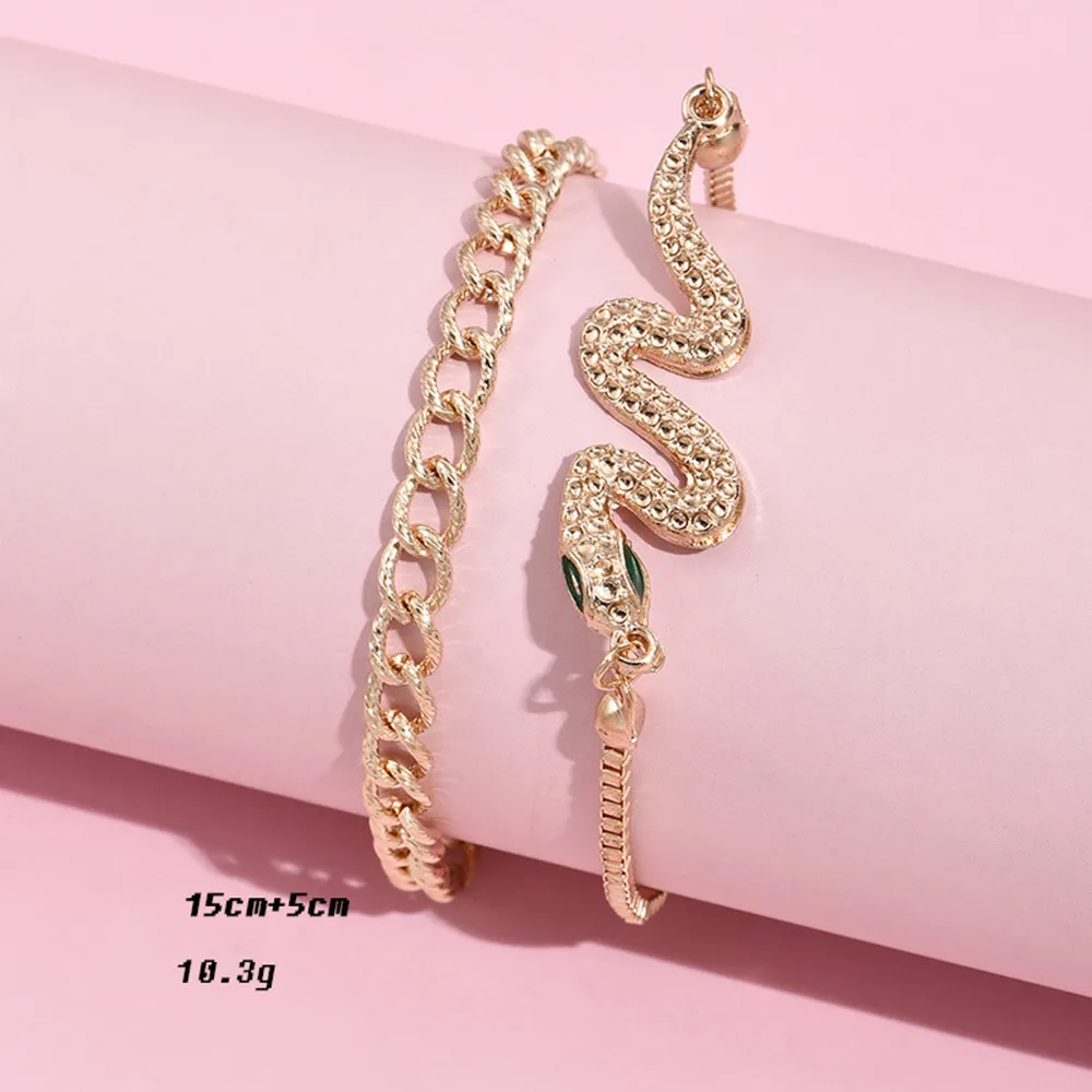 

Oein Bohemian Cuban Link Fashion Bracelet Set Snake Chain For Women Men Gold Color Boho Jewelry