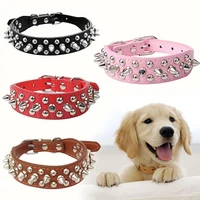 hot sale 4 colors 2 5cm width pu leather pet collar round spikes studded dog collars for small medium dogs xssml 1pcs