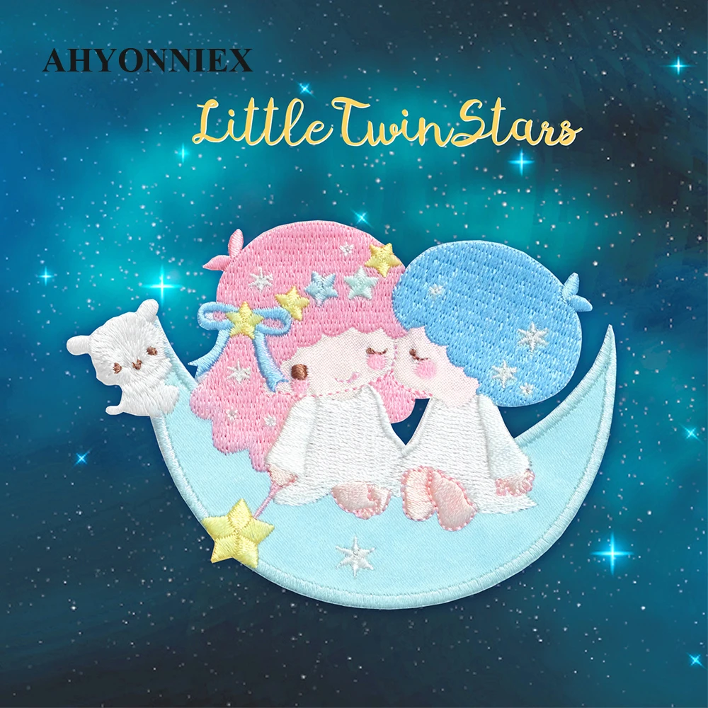 

LOVE ON THE MOON DIY Clothes Patches Iron On Embroidery Moon Patches Hot Fix Applique Sew On Pants Pocket Jacket Stickers