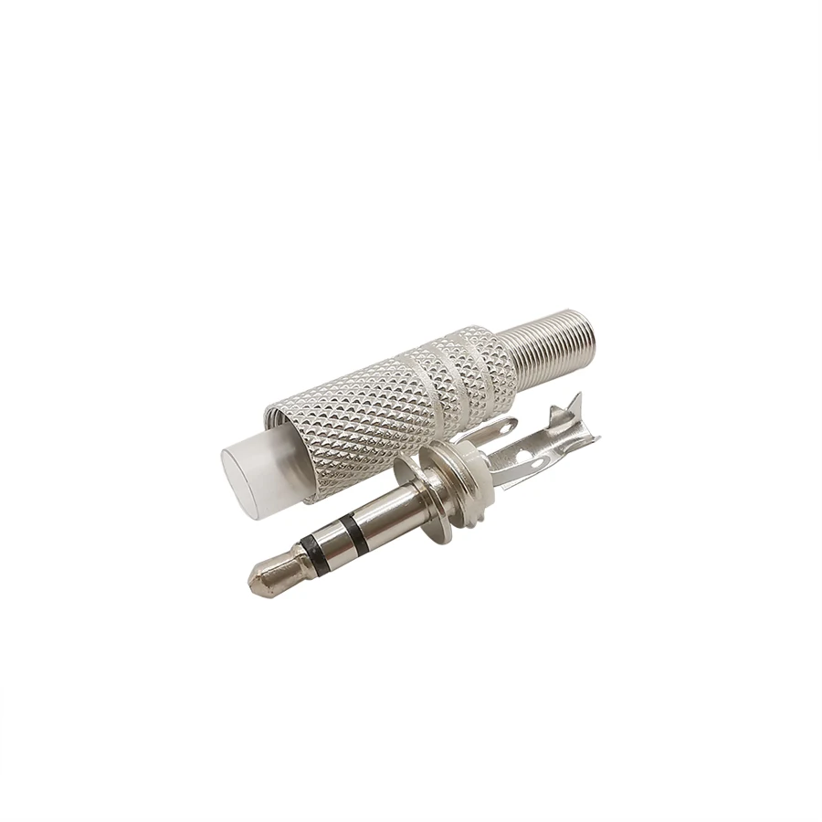 5Pcs Silver 3.5mm 3 Pole Male Repair Plug Dual Channel Audio Headphones Connector with Spring Tail Soldering for Earphone DIY - купить по