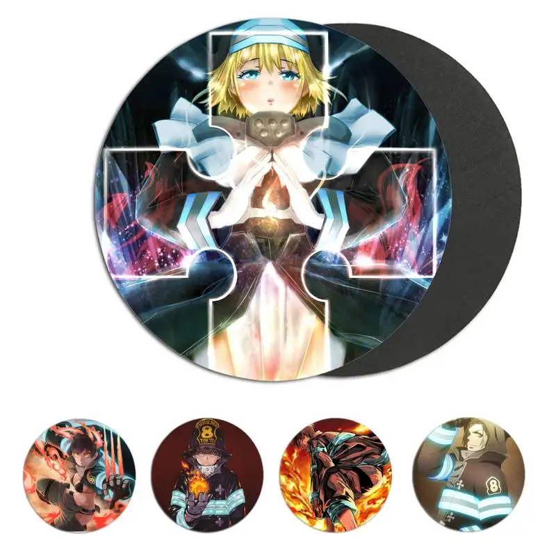 

YNDFCNB Fire Force Locking Edge Mouse Pad Game Anti-Slip Laptop PC Notebook 22x22cm Circular Mouse Mat