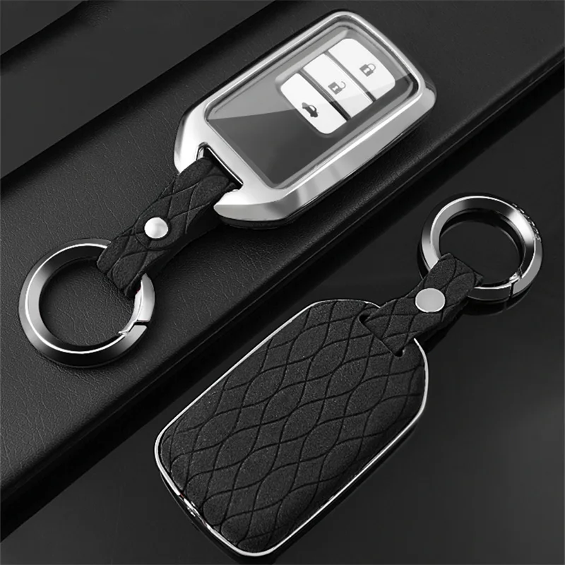 

For Honda Civic HR-V CRV BRV XRV Odyssey Accord Pilot crider city Vezel Spirior Jazz Freed Jade Suede Leather alloy car key case