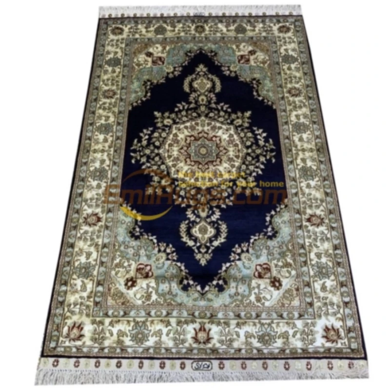 

Luxury Large Purple Persian Rug 100% Silk Hand Knotted Carpet Silk on Silk