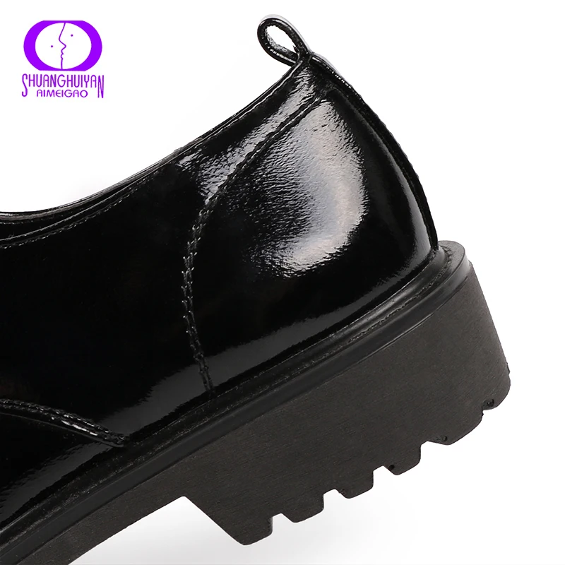 

AIMEIGAO Fashion British Style Oxford Shoes Women Lace Up Low Heels Soft Leather Shoes Spring Summer Casual Office Ladies Shoes