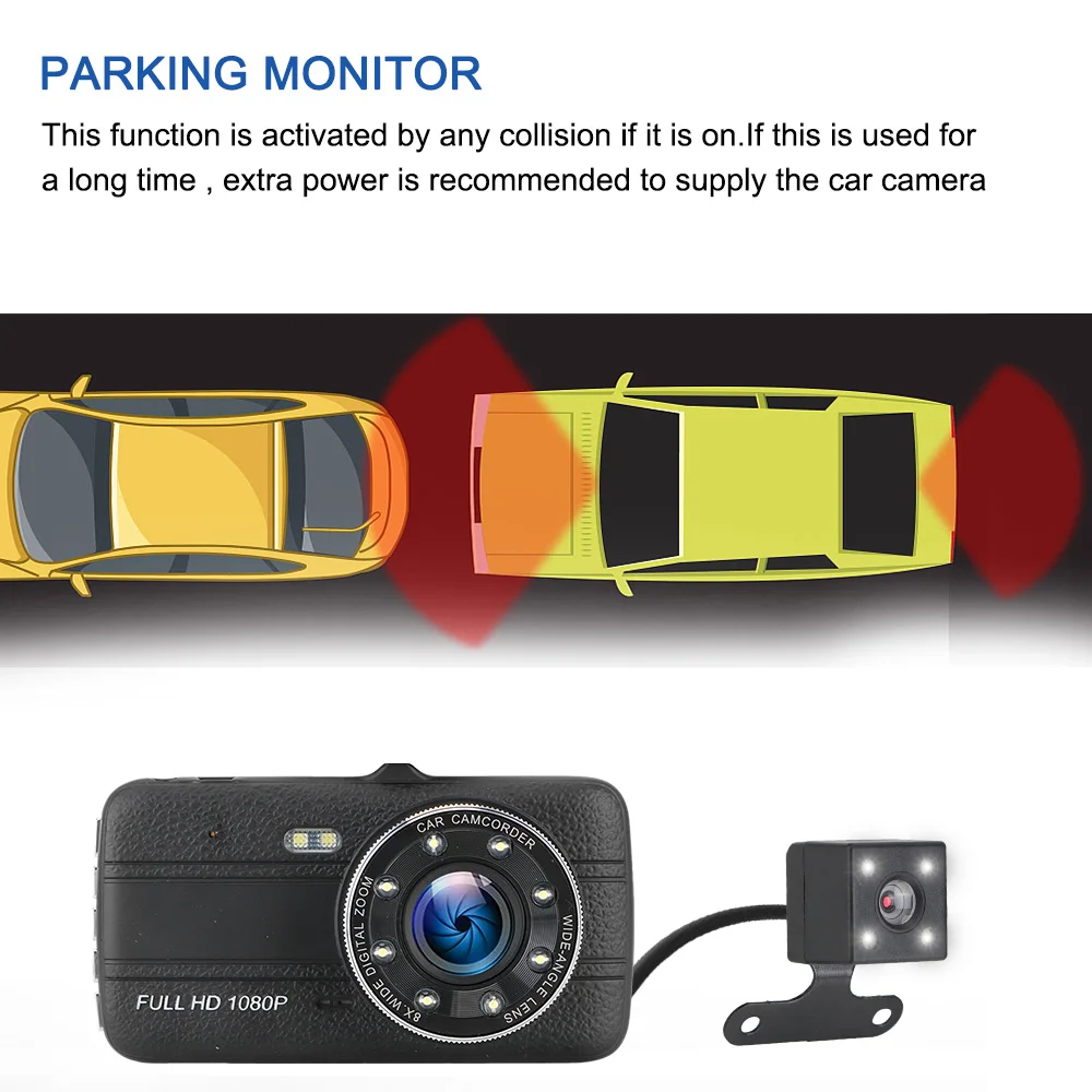 Автомобильный видеорегистратор камера заднего вида с двойным объективом