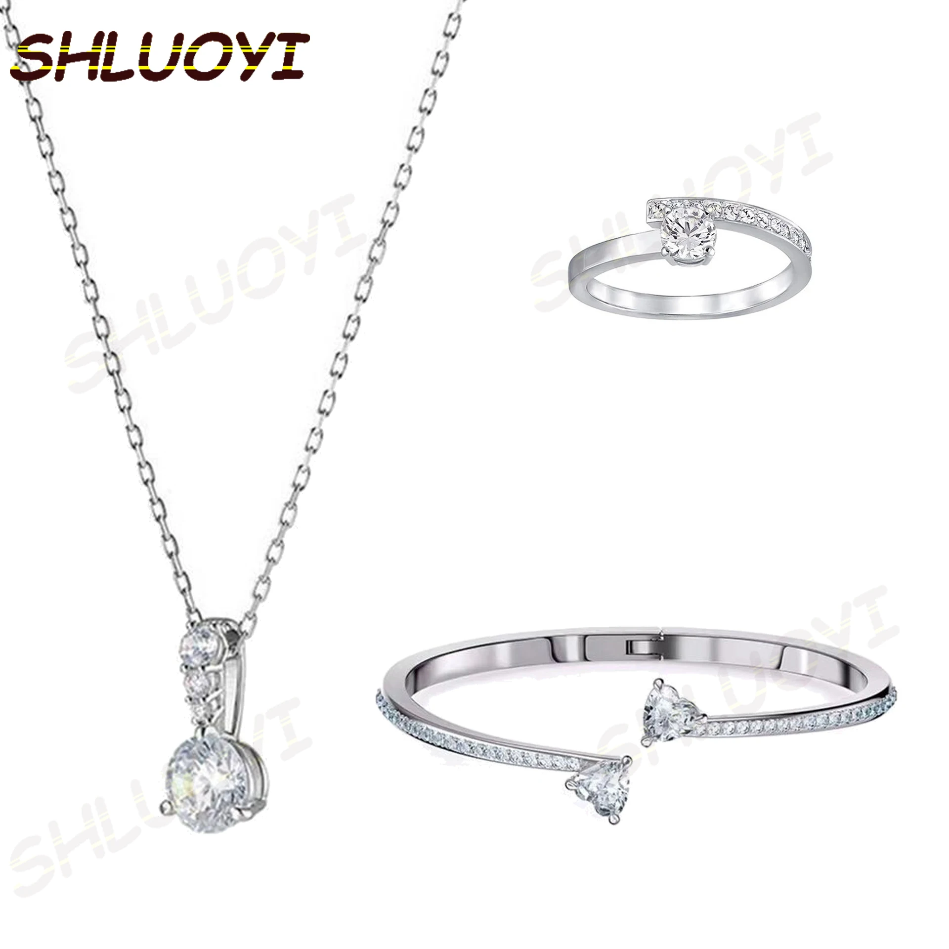 

SHLUOYI High quality new SWA. Ladies noble shiny crystal pendant necklace charming fashion jewelry wedding gift