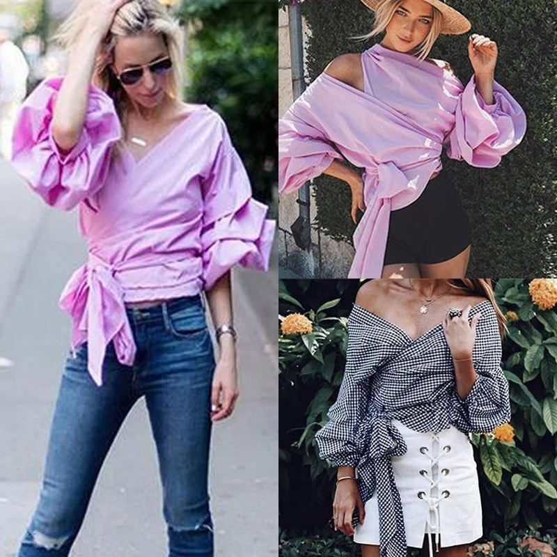 

Autumn Casual Blouse Tops Shirt Women's Ladies Summer Long Classics Comfort clothing Sleeve Shirt Loose Sexy Fall