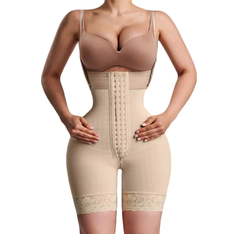 

Fajas Colombianas Women Body Hourglass Girdle - Rib-height, Mid-leg Tummy Control Underwear with Butt Lifting Effect