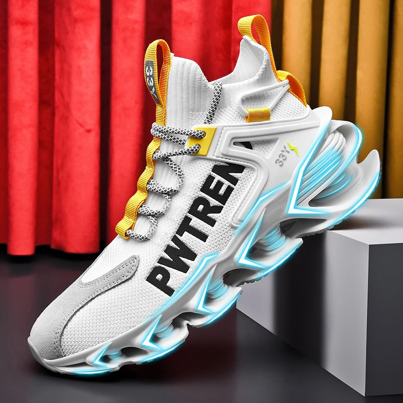

New Arrivals Men Blade Reflective Running Shoes Trendy Cushioning Breathable Sneakers Outdoor No-slip Hard-wearing Jogging Shoes