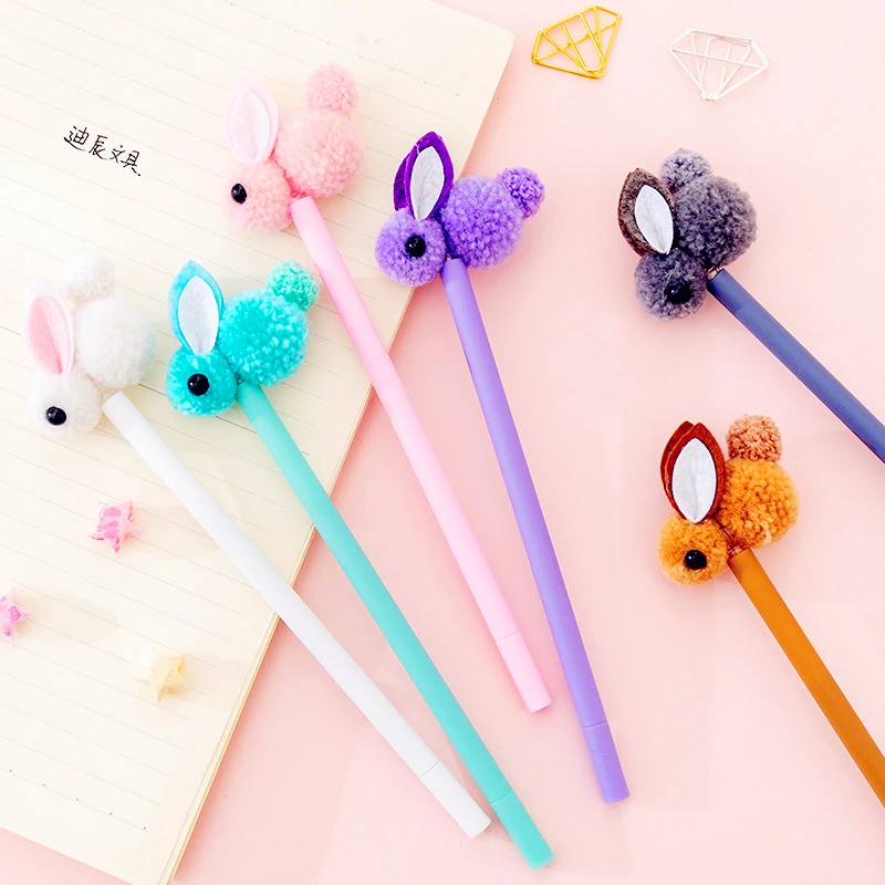 Гелевая ручка Kawaii в Корейском стиле с плюшевыми ушками кролик гелевая милыми