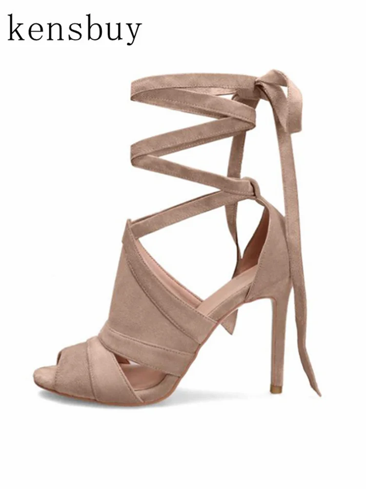 

Sexy Women Ankle Strap High Heel Sandals Summer Open Toe Fairy Flock Casual Party Gladiator Sandals Concise Ladies Stiletto Shoe