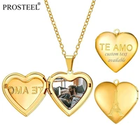 prosteel eiffel photo locket heart necklace personalized text pendant engrave jewelry for girl women mothers day gift psp3817