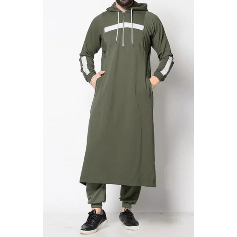 Men Thobe Robe Muslim Fashion Hooded Sweater Robe Middle East Dubai Arab Islamic Clothing Malaysia Abaya Robe 2021 Abayas