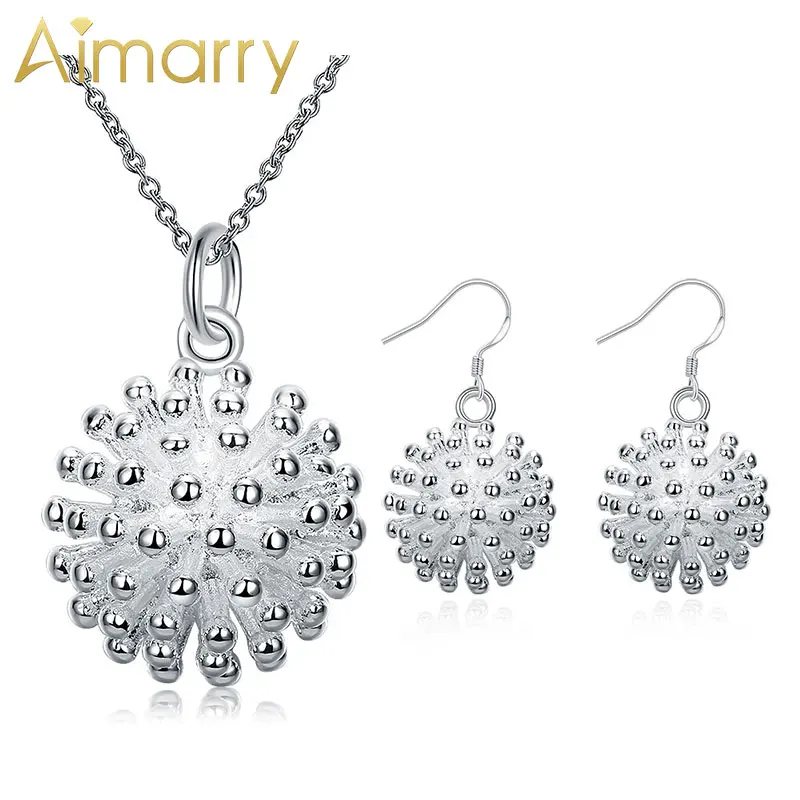 

Aimarry 925 Sterling Silver Firework Necklace And Earring Charm Set For Women Wedding Gift Fashion Jewelry