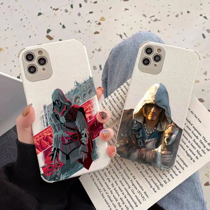 

assassin s creed Phone Case Lambskin Leather For iphone 12 11 8 7 6 XR X XS PLUS MINI PLUS PRO MAX Shockproof Luxury cool